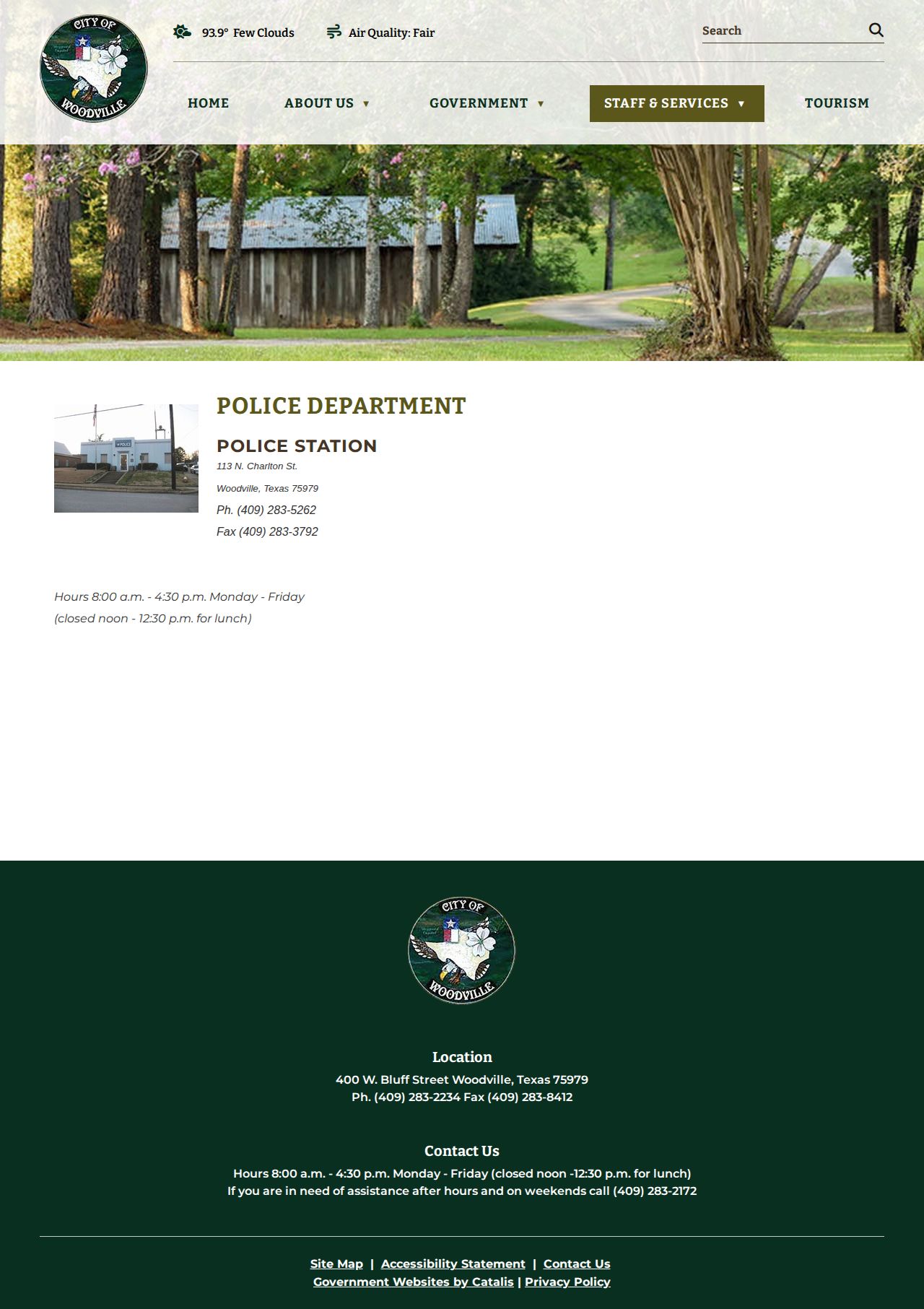 Tyler County Woodville Police Department arrest-record contact source
